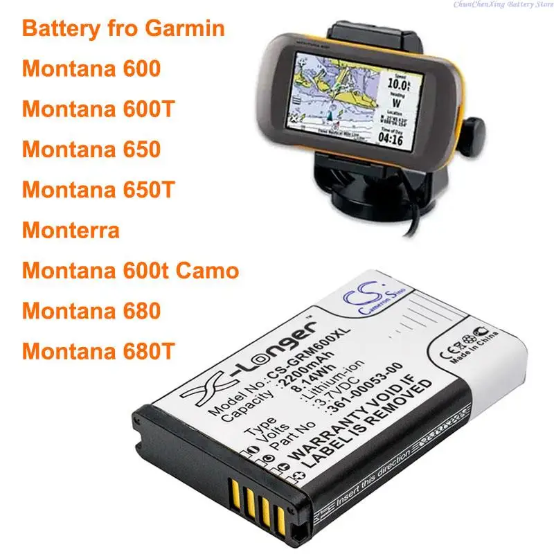 

OrangeYu 1800mAh/2200mAh Battery and charger for Garmin Montana 600, 600T, 650, 650T, 680, 680T