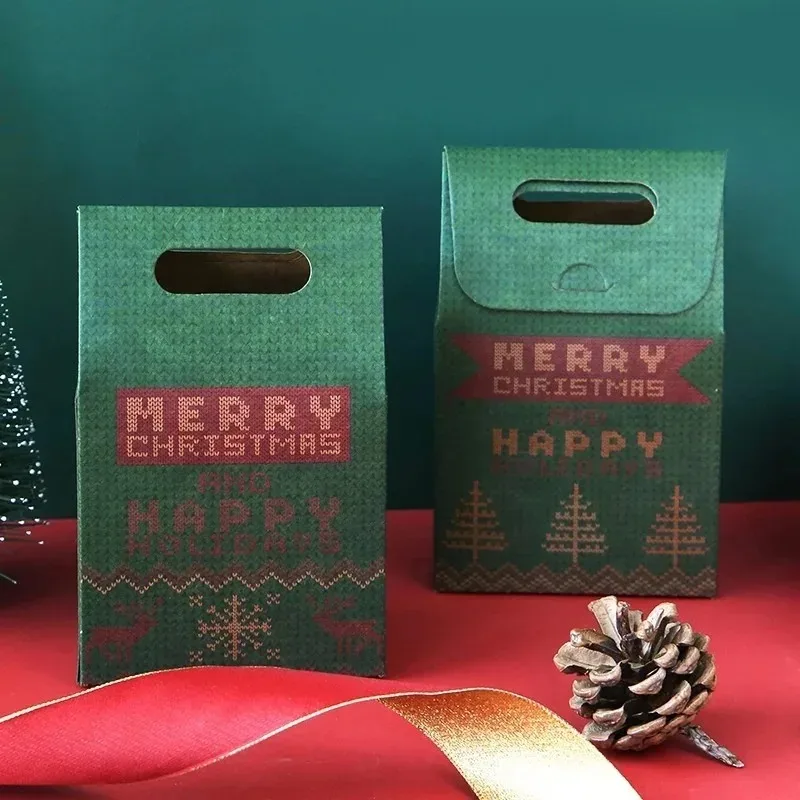 New 10Pcs/lot Christmas Gift Box Craft Paper Box Christmas Candy Gift Box Packaging Boxes Christmas Stockings Gift Holders