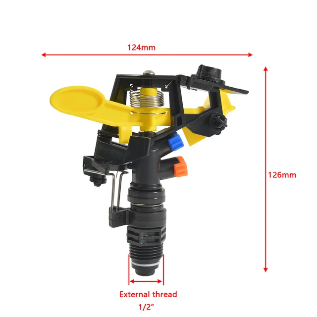 1 Pc Double Outlet Rocker Fúvóka 360 Fokos Forgó Sugárhajtású Mezőgazdasági Kert Öntözés 1/2 & Quot - Image 3