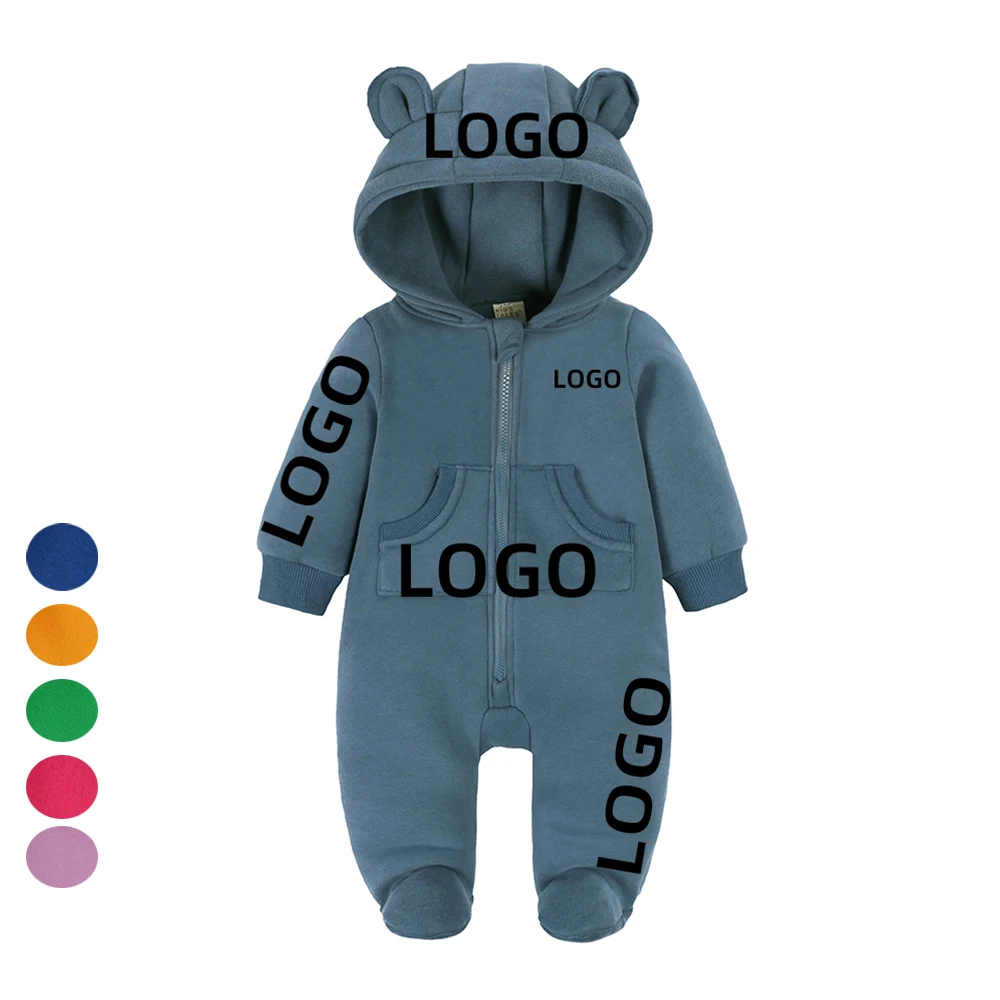 Baby Bear Romper Clothes Solid Cotton Warm Korean Boys Girls Bodysuit Newborn Hooded Lounge Outfits Jumpsuit Costume