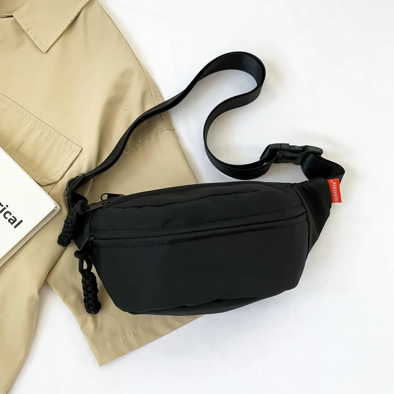Simple Waistpack 2023 New Women\'s Solid Color Minimalist Nylon Fabric Shoulder Bag Casual Versatile Portable Zipper Chest Bag