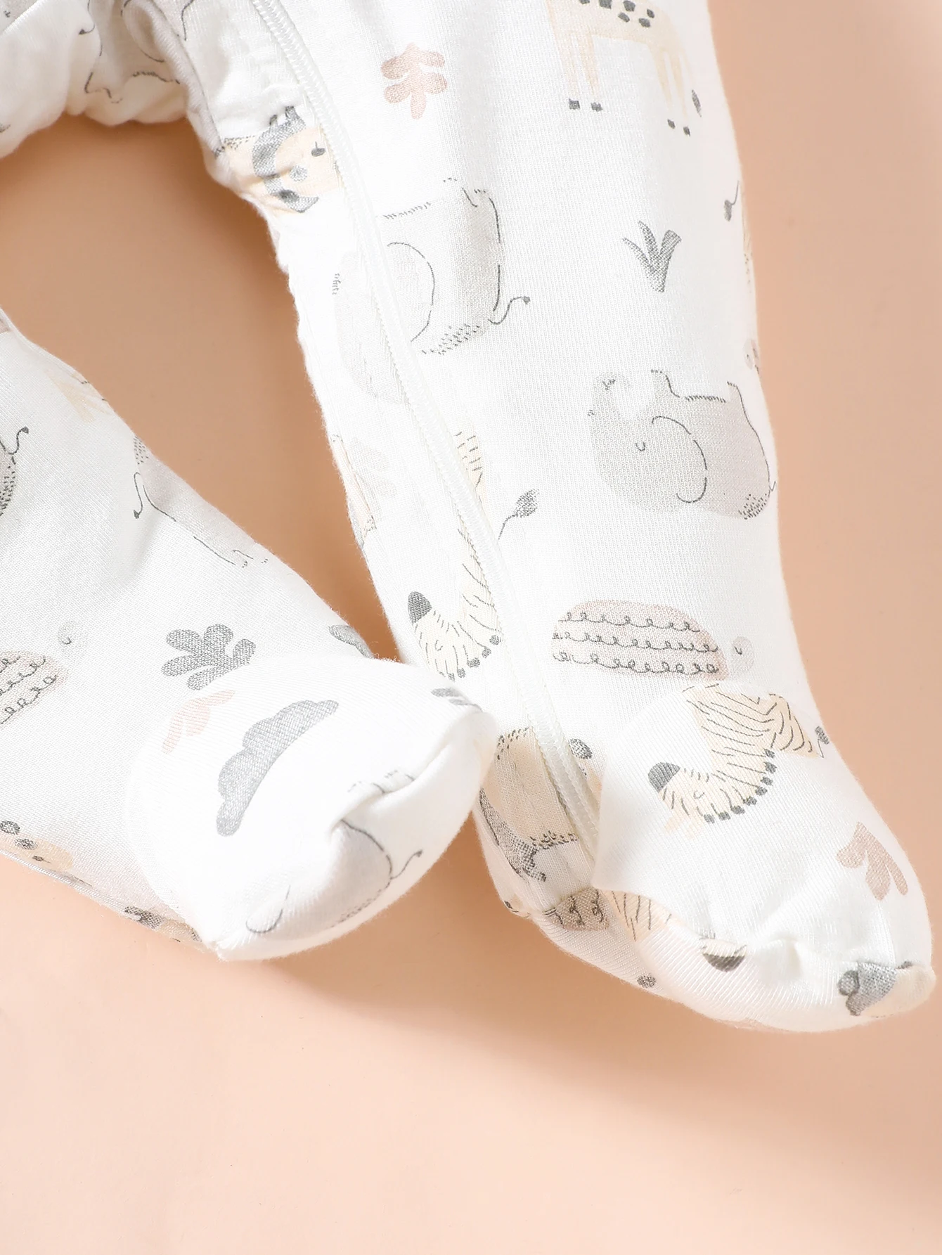 New 2-Piece Baby Spring And Autumn Girl Ankle Jumpsuit Bamboo Fiber Breathable And Comfortable White Clean Floral Series - Image 4