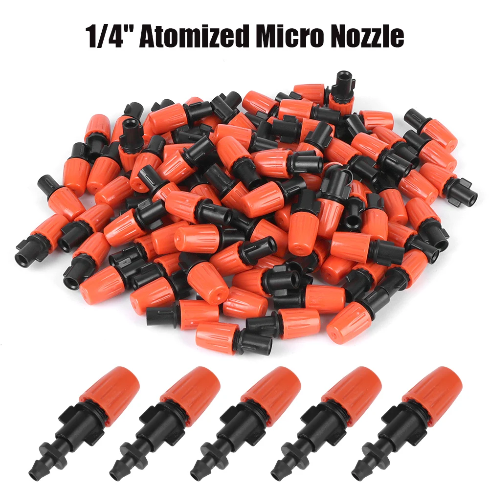 

100Pcs Watering Sprayer for Flower Beds Vegetable Atomizing Sprinkler 1/4" Nozzle Dripper Garden Drip Irrigation System