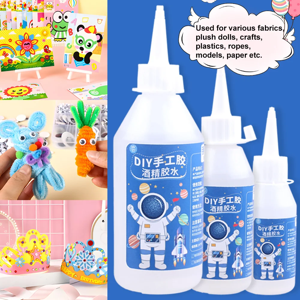 50/100/200ml Transparent Liquid Alcohol Glue Adhesive School Kids Plastic Miniature Scrapbooking Fabric Paper Sealant Waterproof 4