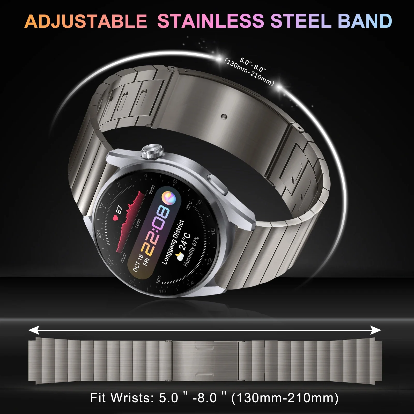 

22mm Strap for Huawei Watch 3 3 pro GT3 Pro 46mm Stainless Steel Metal Watch Band for GT2 46mm GT2e Gt4 46mm WristBand