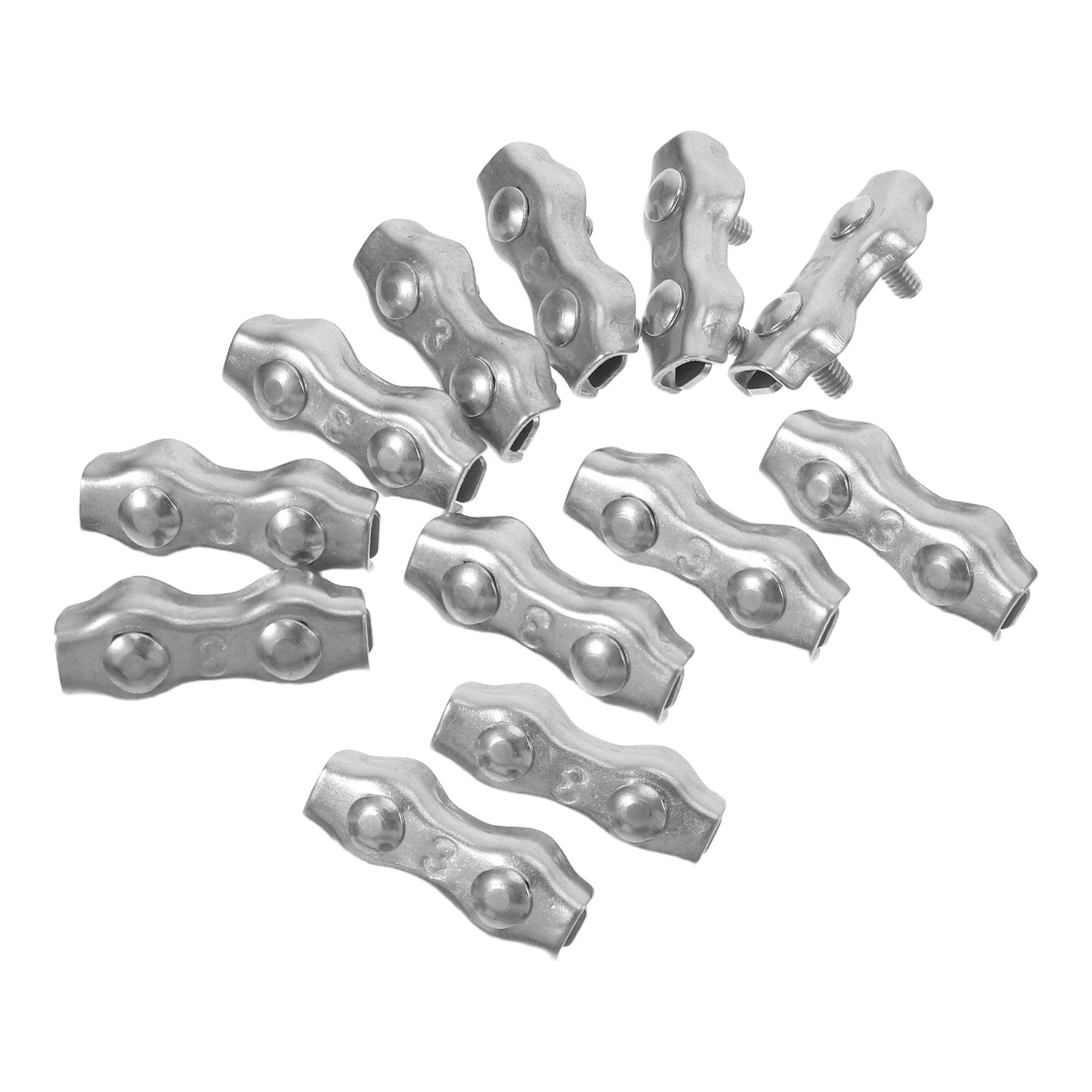 48 pcs Stainless Steel Double Clip Wire Rope Clamps Electric Fence Wire Connector Cable Clips For Indoor Outdoor Post Cable Cla