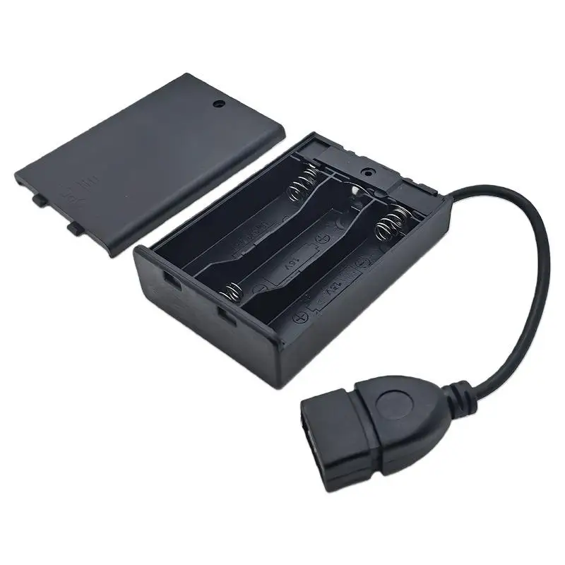 새로운 1/4개 USB 미니 전원 공급 장치 배터리 박스(커버 및 스위치 포함) 2/3/4/5/6슬롯 4.5V LED 스트립 조명용 AA USB 배터리 박스