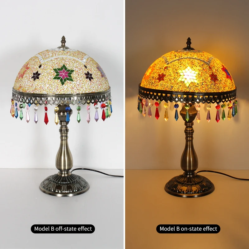 레트로 컬러 유리 LED 책상 램프 거실 홀 침실 나이트 스탠드 연구 레스토랑 사무실 장식 책상 테이블 조명