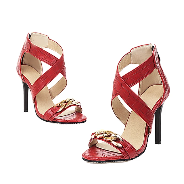 2022 New Comfortable Red Black Women Sandals Hot Round Toe High Gladiator  Heel Lady Shoes Plus Small Big Size 12 32 43 45 48 - Women's Sandals -  AliExpress