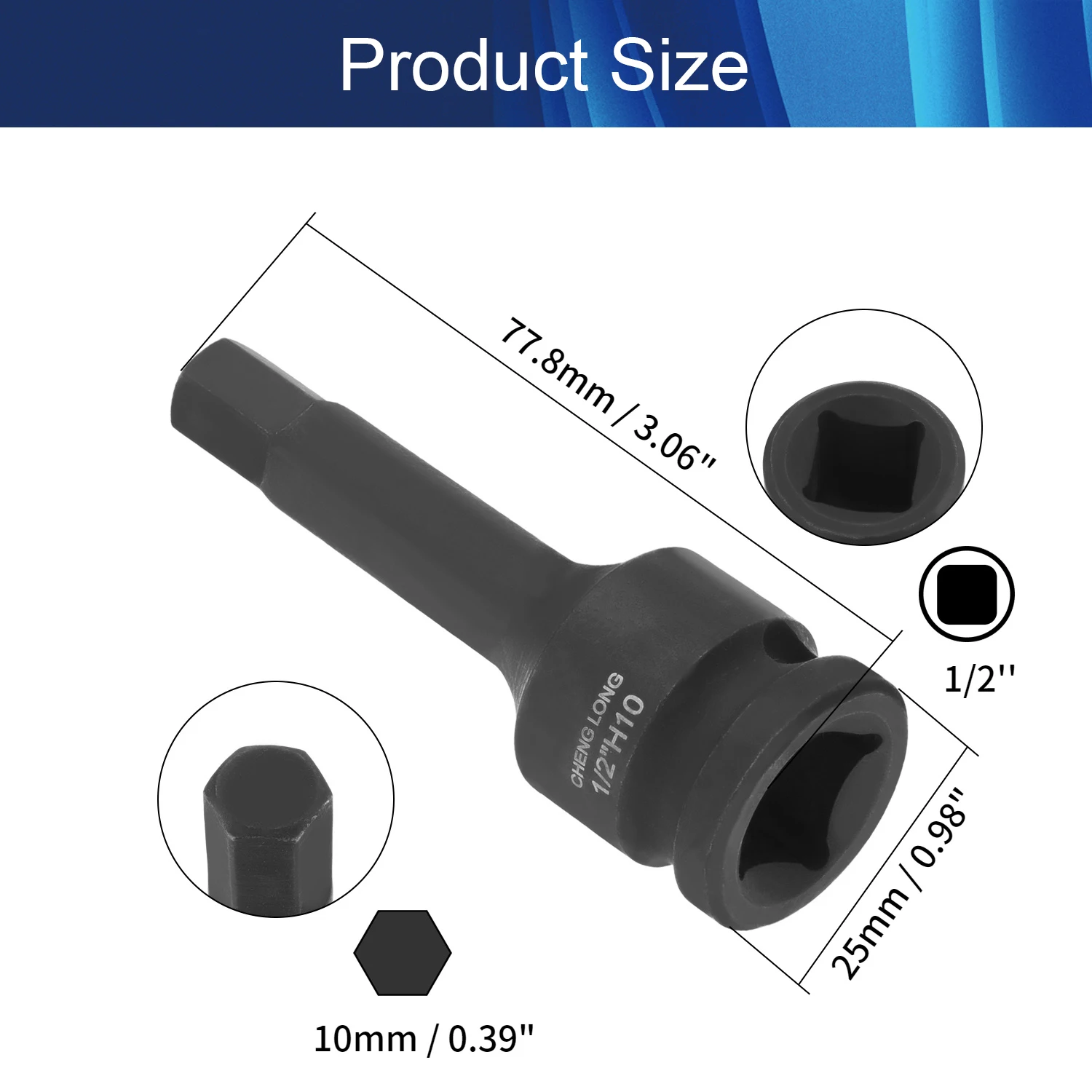 Cr-Mo 1pcs Utoolmart 1/2-Inch Drive x H21 Impact Hex Bit Socket Cr-Mo 1pcs Utoolmart 1/2-Inch Drive x H21 Impact Hex Bit Socket