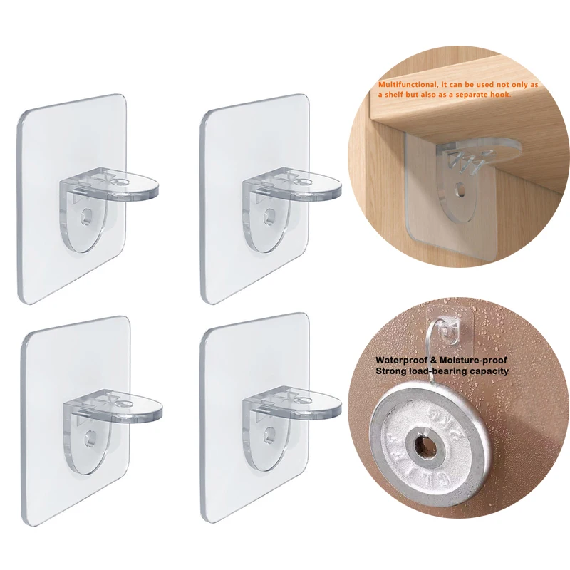 12/20Pcs Support Plate Without Punch Support Adhesive Pegs Closet Cabinet Shelf Support Clip Wall Hangers No Trace Strong Holder