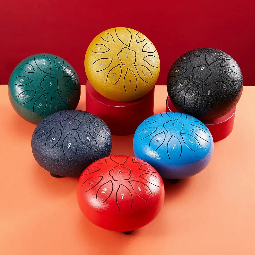 6 Inch Tongue Drum 11 Tone Steel Tongue Drum Percussion Instrument With Drumsticks Yoga Meditation Produce Relaxation Gift