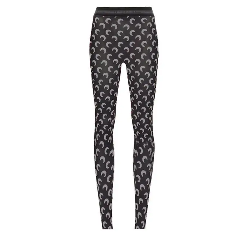 2025 Women's New Printed Reflective Tight and Elastic Outer Wear Bottoming High Waist and Thin Fashion Casual Trousers 4