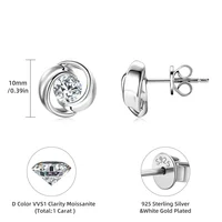 5mm Moissanite Swirl Stud Earrings – 925 Sterling Silver, Unisex