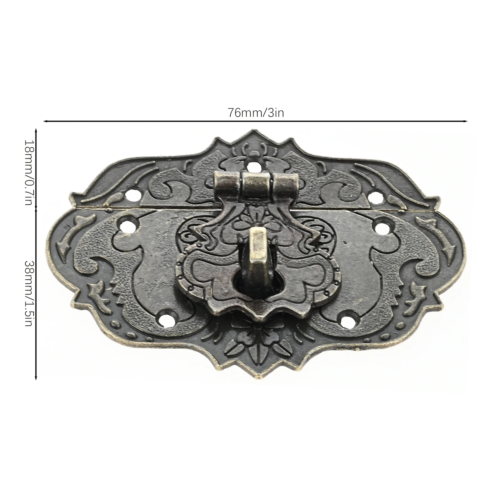 Antique Bronze Decorative Brass Hasp Clasp Latch and Padlock with Key and Screws for Jewelry Box Wooden Case Furniture Hardware