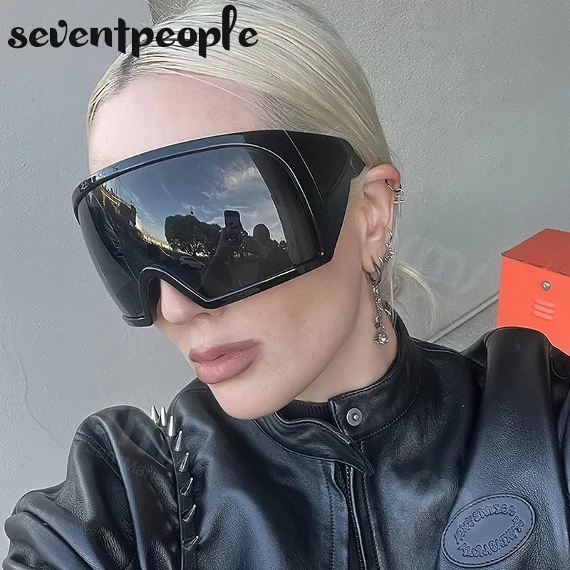 Übergroße Punk-Sonnenbrille für Damen, Luxusmarke, Designer-Sport-Sonnenbrille für Herren, modische einteilige Sonnenbrille, Outdoor-Sportbrille