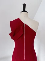 فساتين نسائية بكتف مائلة صلبة غير منتظمة ، خصر عالي بدون أكمام ، فستان نسائي أنيق ، جديد ، ربيع ، أو ، 3WM263 1