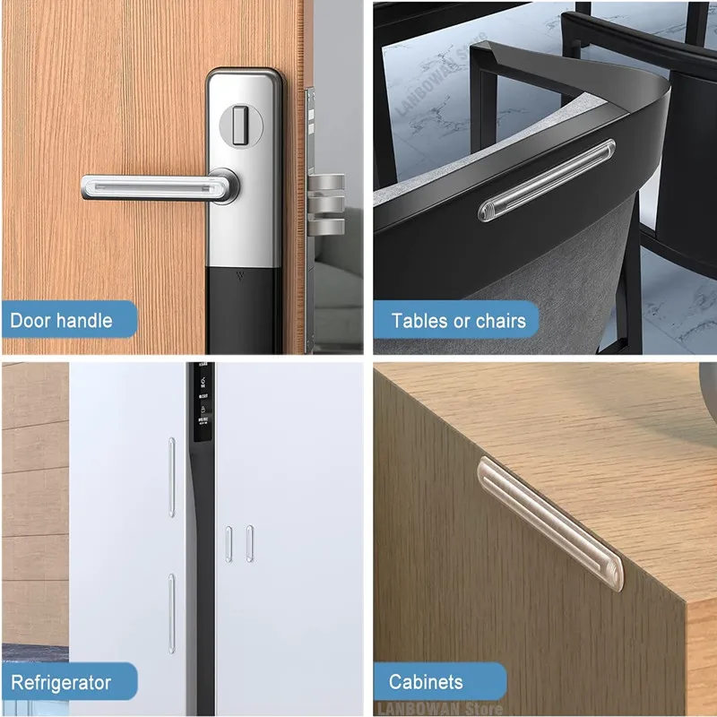 Silicone Door Stopper Silicone Self Adhesive Pads Refrigerator Anti-collision Strip Door Stopper Cabinet Bumpers Transparent Wall Protector Pad silicone door stopper,door stopper bumpers,door stopper,silicone rubber bumpers