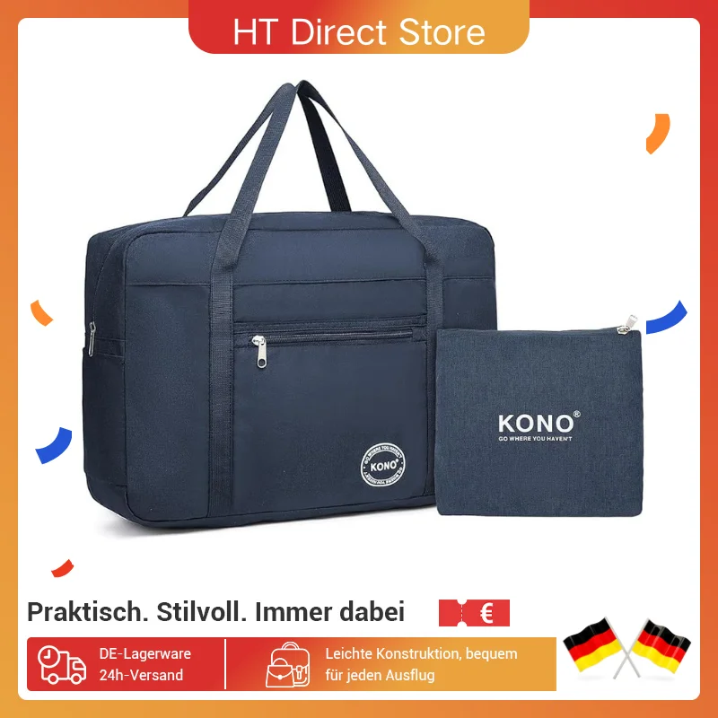Kono-Sac à bagages pliable en nylon pour avion, léger et résistant, idéal pour le voyage