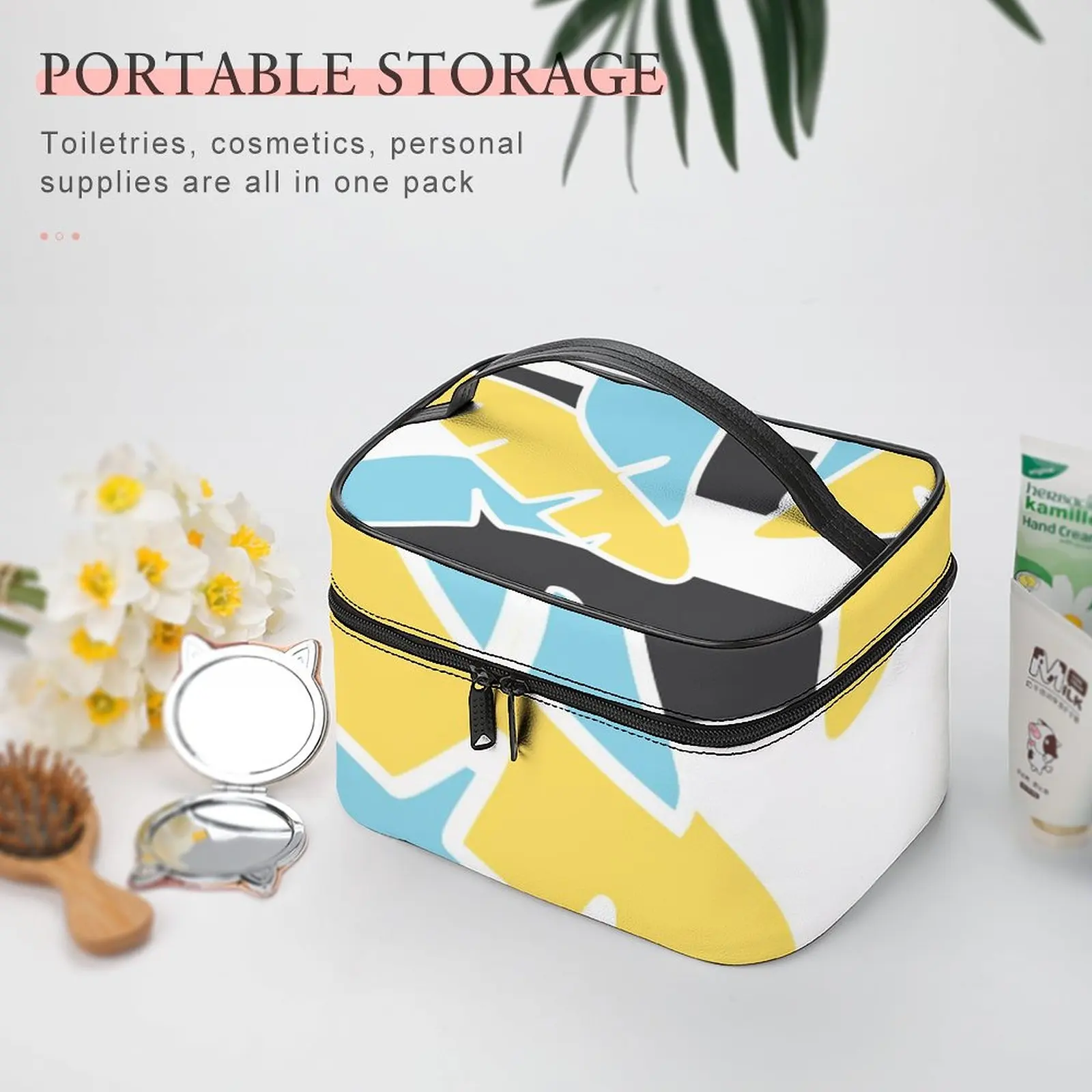 Customized Pattern Makeup Bag Outdoor Travel Makeup Bag Color Block Patchwork Printing Cosmetic Bag Toiletries Storage Wash Bag
