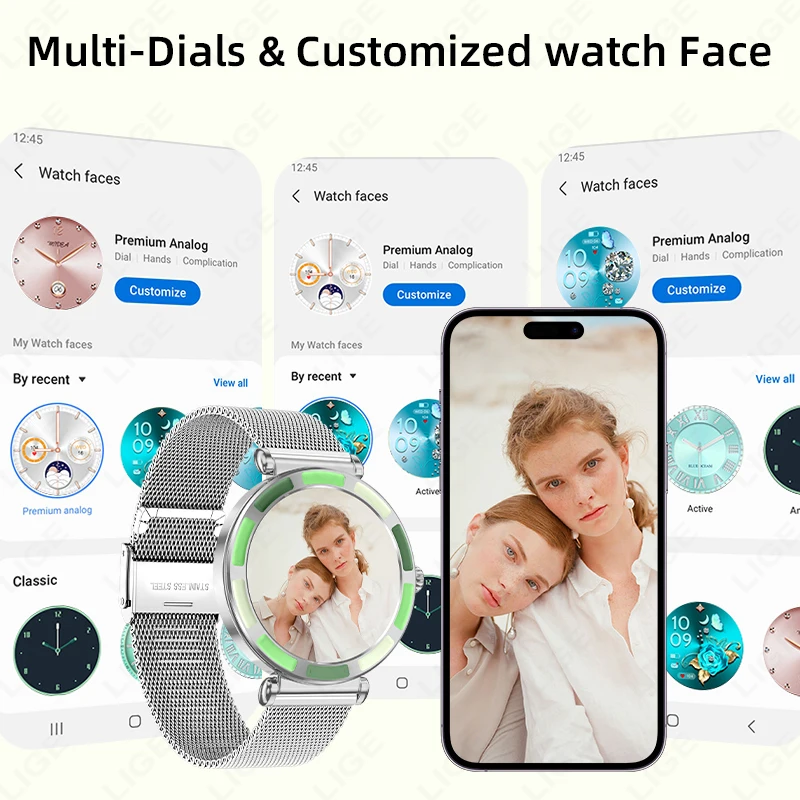 LIGE Fashion Smartwatch For Women 1.27" HD Screen Sports Bluetooth Call Woman Smart Watch Female Health Bracelet Custom Dials