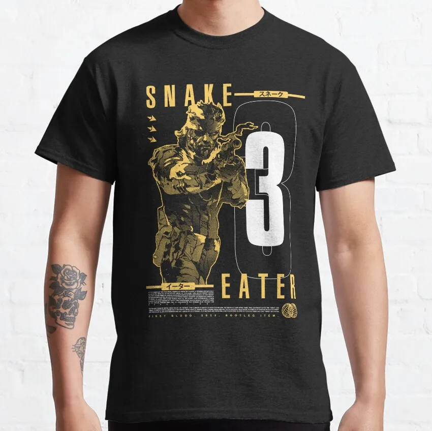 Metal Gear Solid Big Boss Sketch Graphic Cotton T-Shirt - Plus Size Men's Gaming Apparel