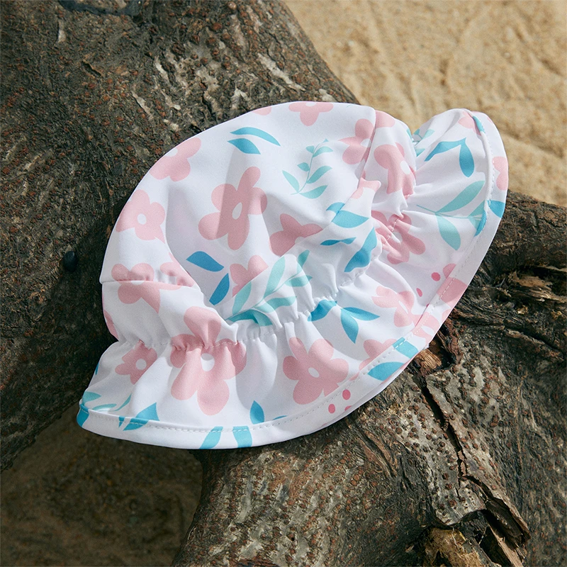 MISOWMNJOY Floral Print Kids Baby Girls Swimsuits Summer Kids Beachwear Long Sleeve Ruffle Bathing Suit Infant Swimwear with Cap 3