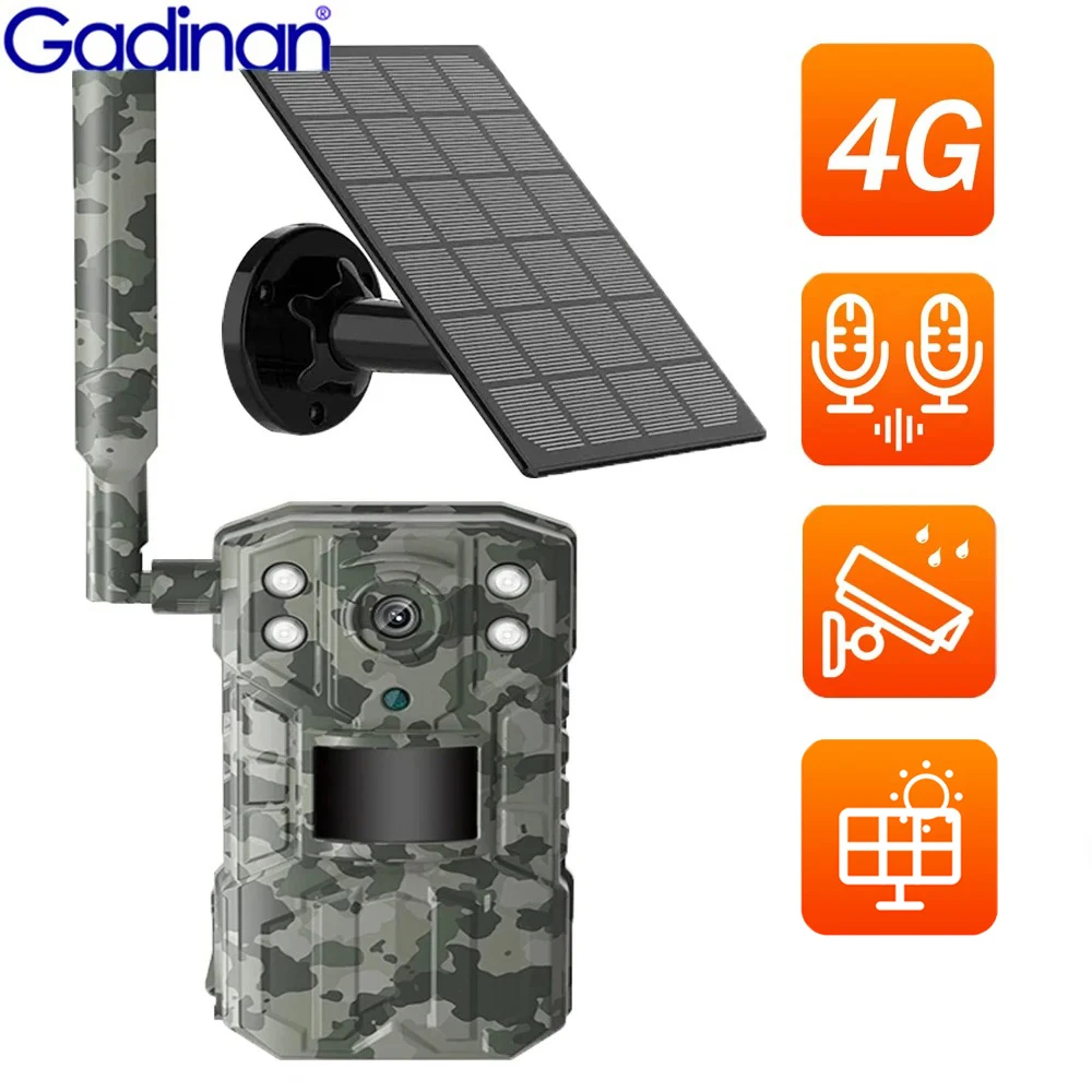 Gadinan4GSolarHuntingTrailCamera4MP14MP20MPIRMotionDetectionWildlifeCameraOutdoor