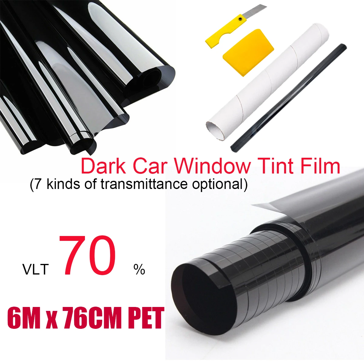 NON-SCRATCH CAR VAN WINDOW TINT FILM ULTRA SUPER DARK LIMO BLACK  1% 76cm x 6M 