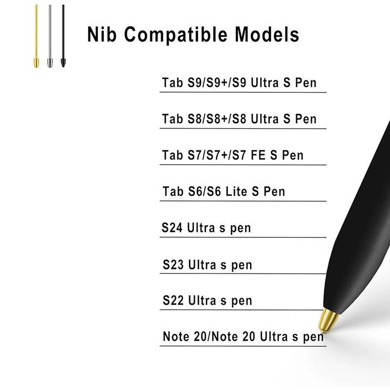 삼성 갤럭시 탭 교체용 금속 펜촉/팁, S9, S9FE +, S9 울트라, S8, S8 +, S8 울트라, 4 + 10 개 세트
