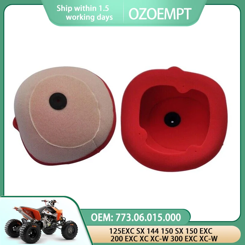 

OZOEMPT DUAL-LAYER FOAM Motorcycle Air Filter Apply to 125EXC SX 144 150 SX 150 EXC 200 300 EXC XC XC-W OEM: 773.06.015.000