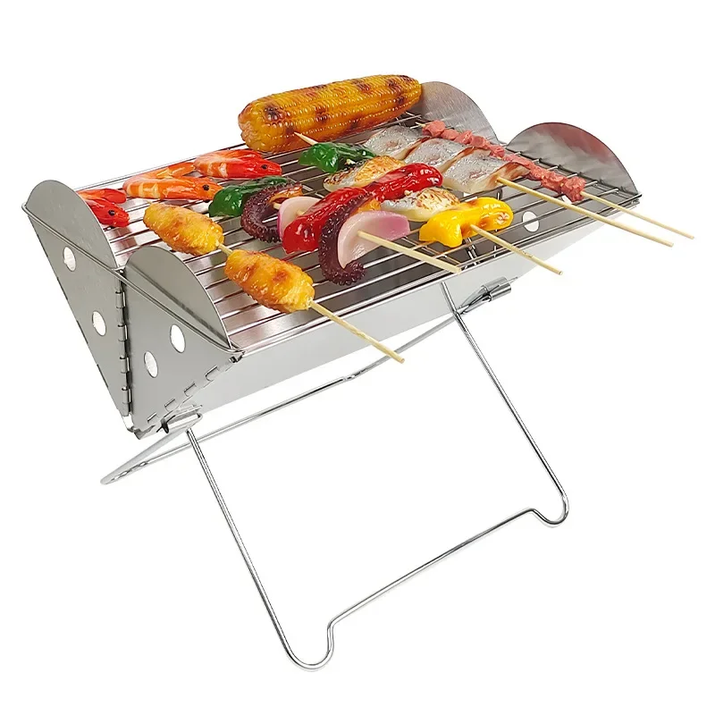 Portable Folding BBQ Grill Multifunction Camping Barbecue Grill Stove Rack Net Firewood Stove Stainless Steel BBQ Charcoal barbecue charcoal stove,barbecue stove,barbecue grill