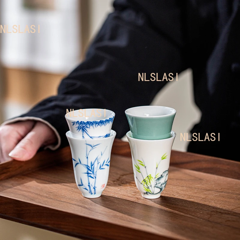 1pcs 50ml Ceramic Fragrance Cup Home Hand-painted Tea Cup Personal Tea Set Chinese Underglaze Colored Cups