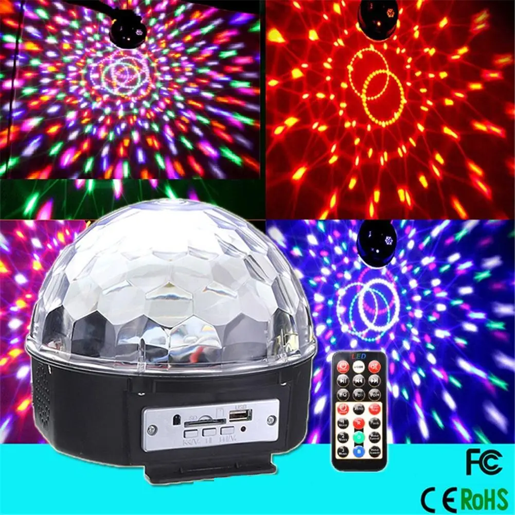 

Mp3 Music Rotating Disco Ball Stage Light 9 Colors Led Dj Nightclub Lamp Voice Controlled Laser Projector Ktv Sound Party Lights