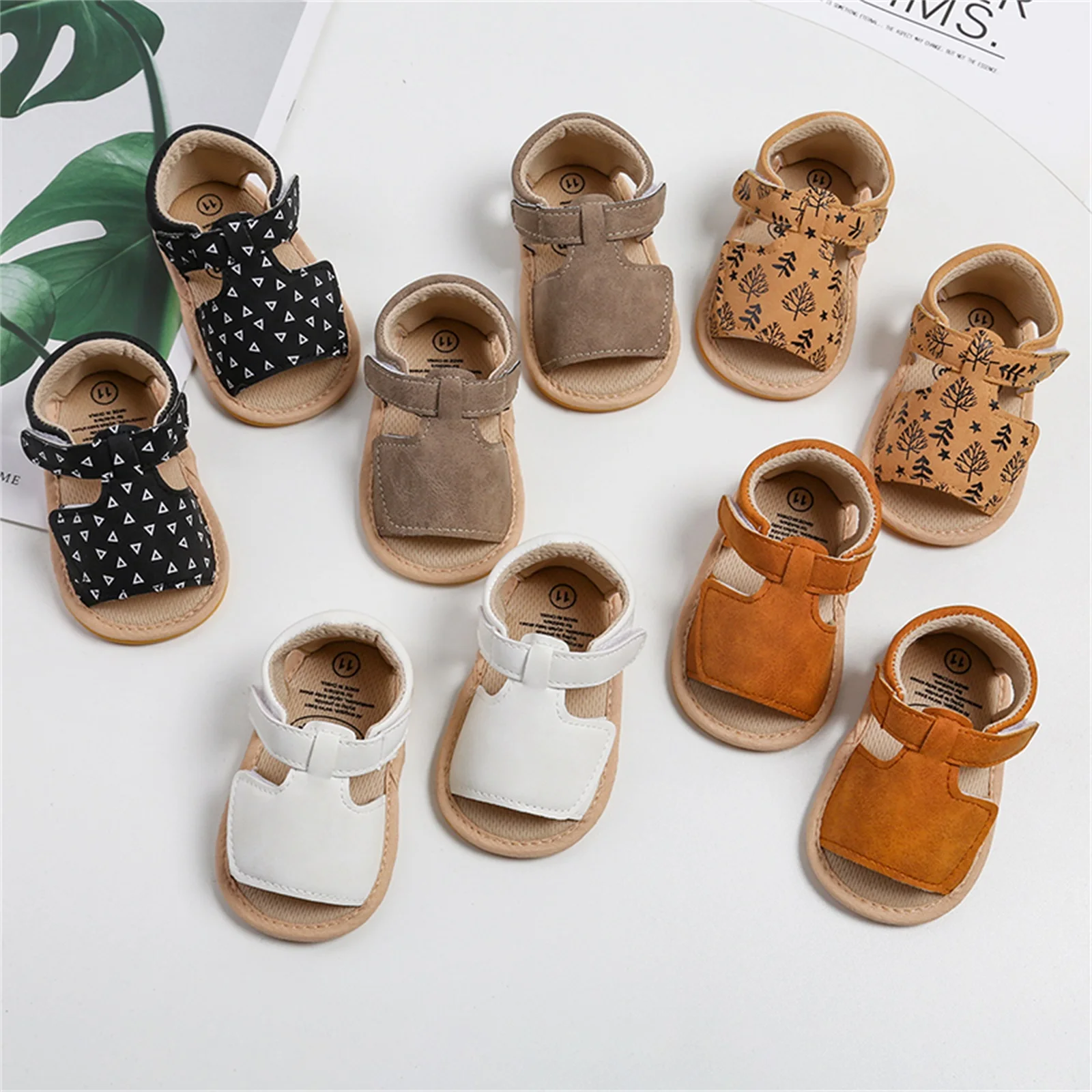 Citgeett Summer Infant Baby Girls Boys Sandal PU Leather Non-slip Flat Shoes Casual Daily Shoes