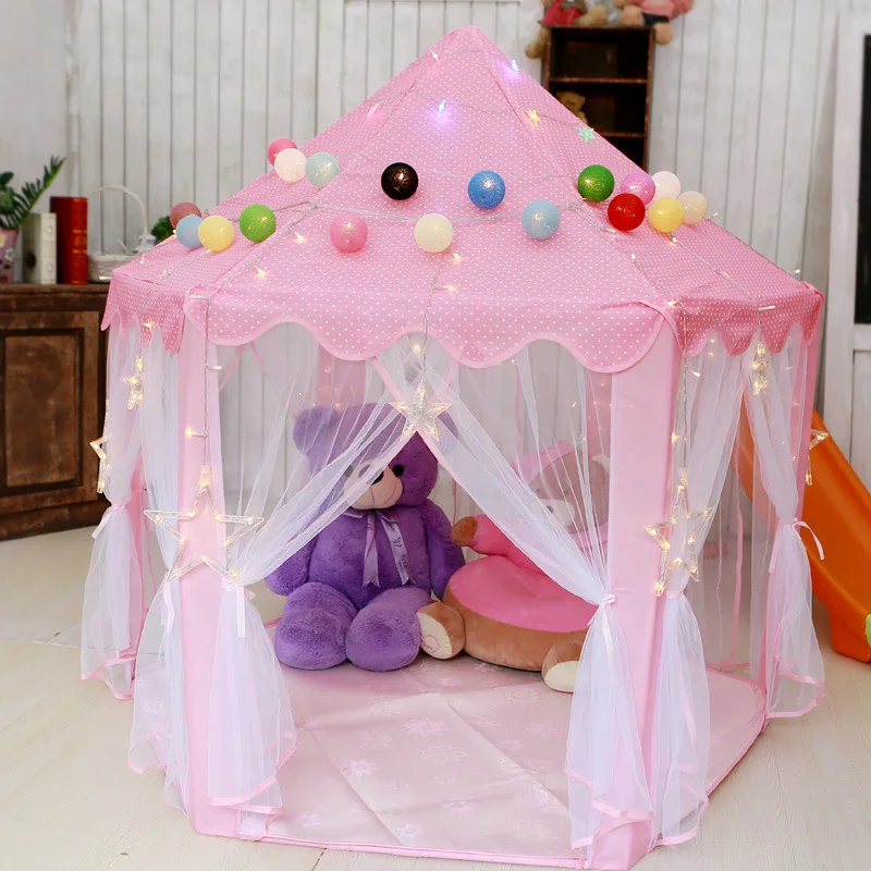 Anti-Mosquito Baby kid toy Tent Portable Folding Prince Princess Tent Kid Gift Child Castle Play House Wigwam Beach Zipper tent 4