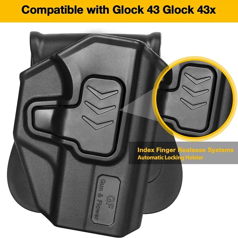 Fondine Fit Glock 43 43x OWB fondina in polimero per pistola a rilascio di dito indice con ritenzione di livello II borse tattiche per pistola a estrazione rapida