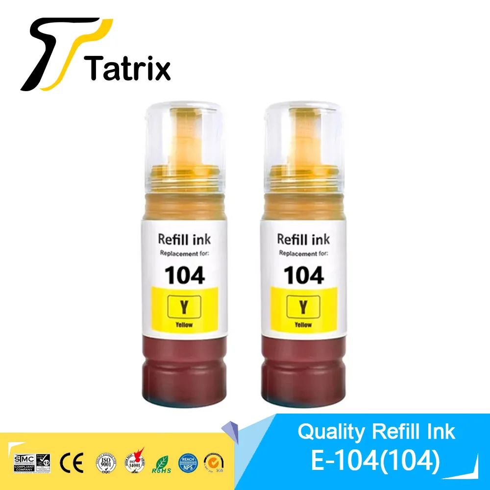 Tatrix – Encre De Recharge Pour Imprimante Epson Ecotang 104, Et-1810/et- 2710/et‑2711/et-2712/et-2714/et-2715/et-2720/et-2721/et-2726/et-2810/et-2811/et-2812,  Bouteille En Vrac