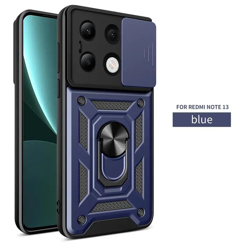 Per Xiaomi Redmi Note 13 4G Custodia Slide Camera Armor Custodia Rigida Con Cover Posteriore Per Xiaomi Redmi Note 13 4G Supporto Magnetico Per Anello