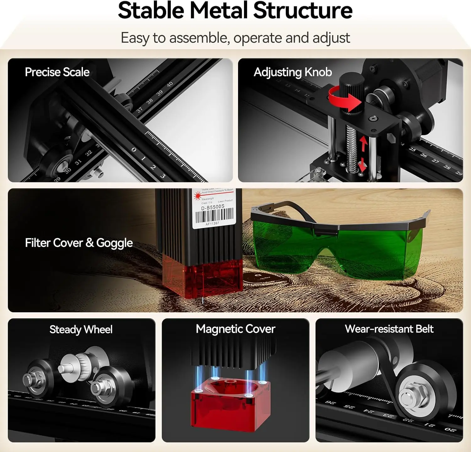 Laser Engraver, LE400PRO 50W Laser Engraving Machine for Beginners, 5.5W 400x400mm Large Working Area High Precision Laser Engra