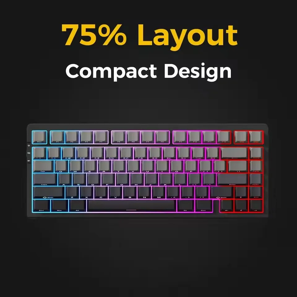 MCHOSE G75 Pro Mechanical Keyboard Customized Tri-mode Wireless RGB Hot Swap 8000mAh PBT Gasket Bluetooth E-sports for PC Gaming