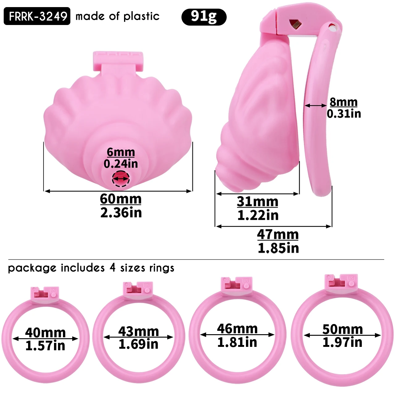 FRRK Sissies Seashell ABS Resin Male Chastity C age Device with Elastic Chastity Belt for Femboy Man 18+ Adult Sex Products Shop
