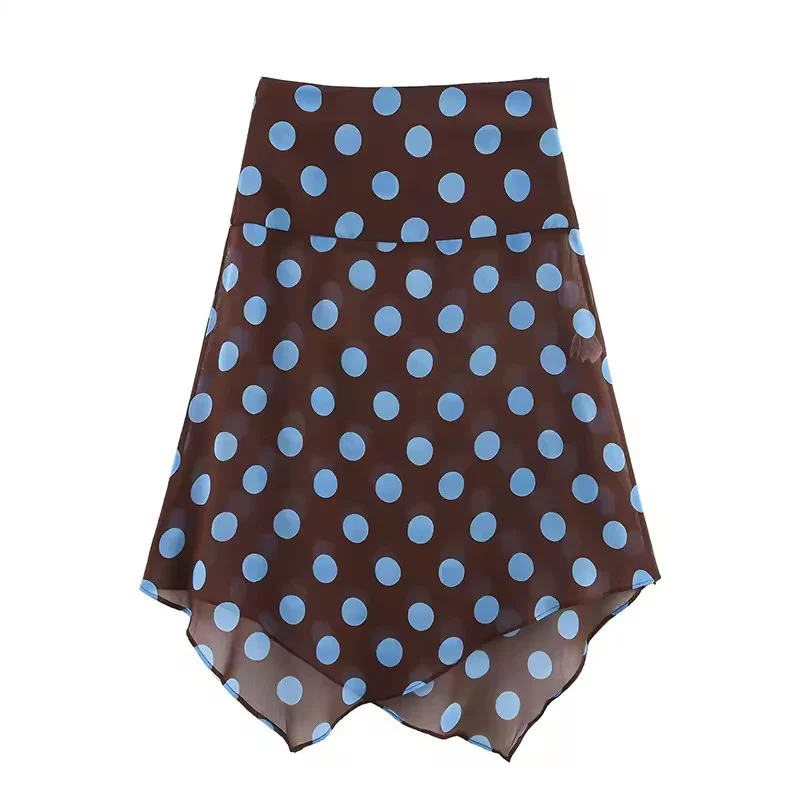 Polka Dot Printed Midi Skirts Two Piece Sets for Women 2025 Summer Chic Scarf Halter Top Suits Beach Woman 2 Piece Outfits