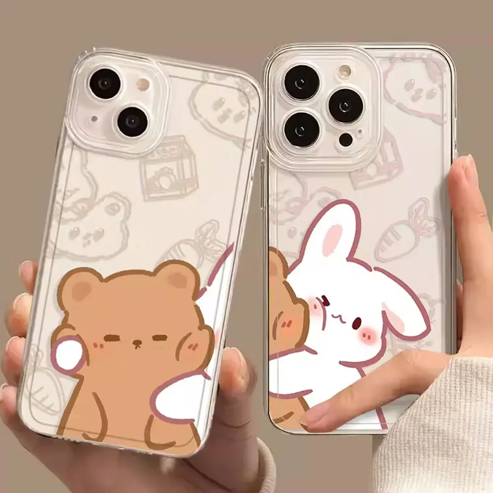 Adorable Bunny Bear Couples Soft Phone Case