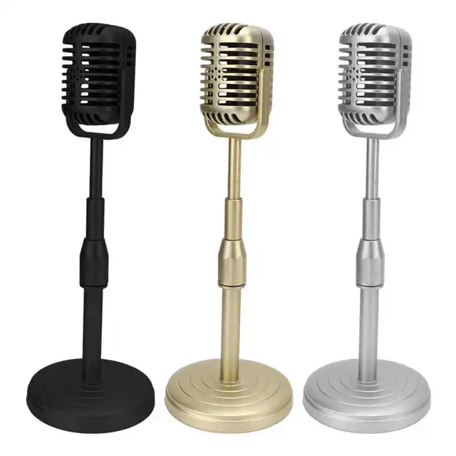 photo studio Simulation Old Fashioned Microphone Model with Stable Base and  Support Rod Retro Style Mic Prop Set for - AliExpress