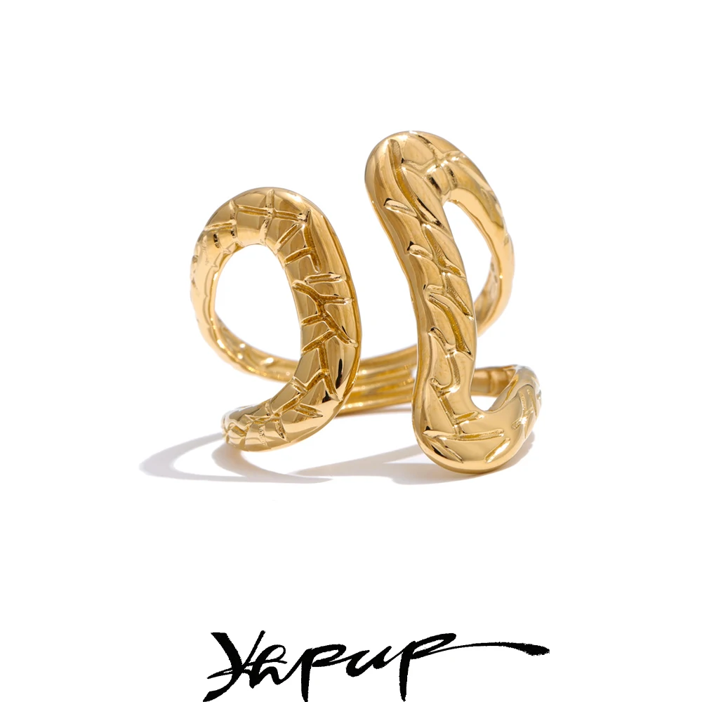 Yhpup Adjustable Hollow Ring 18K PVD Plated