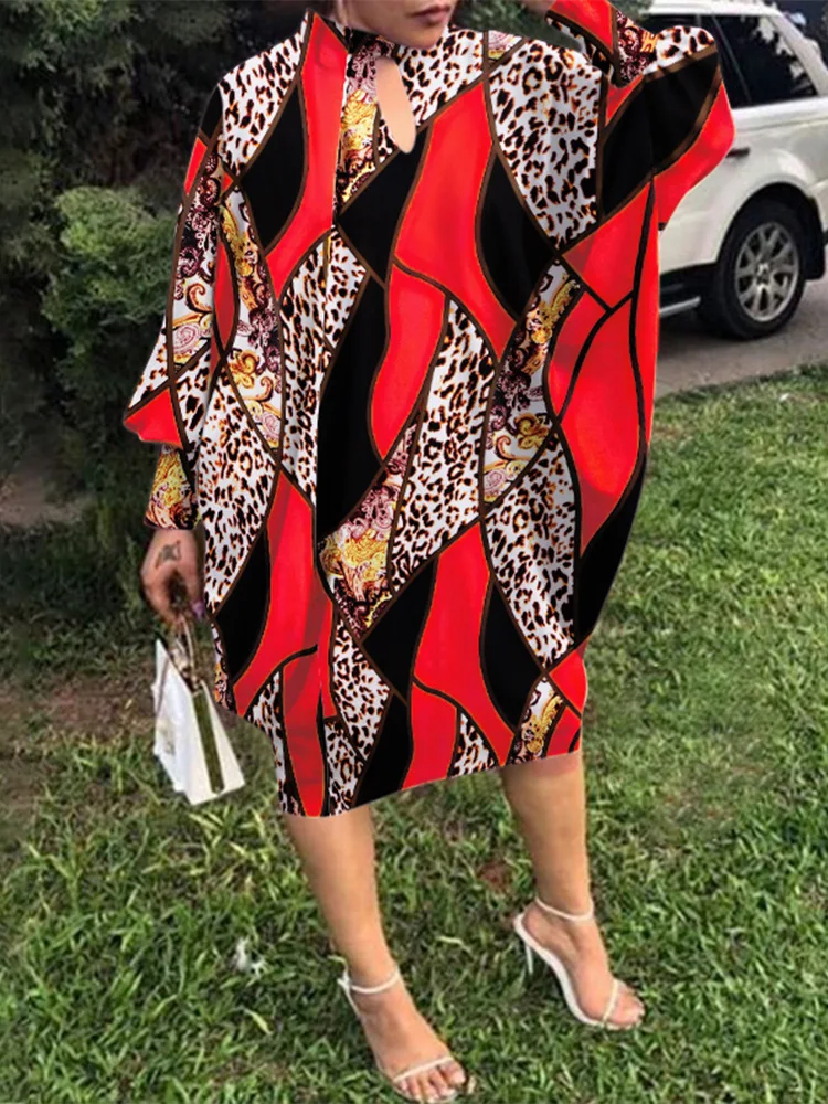 

Dresses Long Sleeve Loose Dress Elegant Clothing Woman Midi Vestidos New Casual Black Printing Fashion Streetwear Sexy