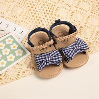 Infant Baby Shoes Girl Flats Sandals Soft Sole Anti-Slip Summer Bowknot Dot Stripe Lace Crib Shoes Newborn First Walker Hot Sale 2