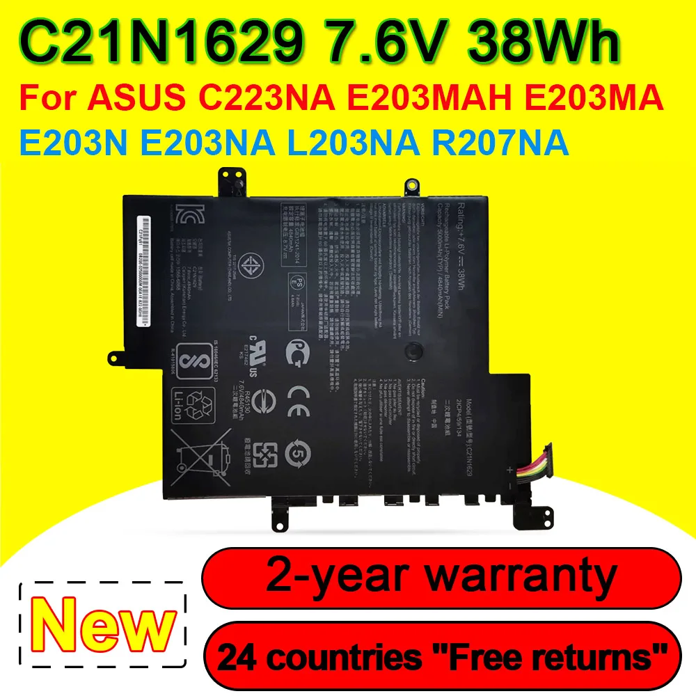 

7,6 V 38Wh C21N1629 Аккумулятор для ноутбука ASUS C223NA E203MAH E203MA E203N E203NA L203NA R207NA R203MA Series C21N1807 2ICP4/59/134