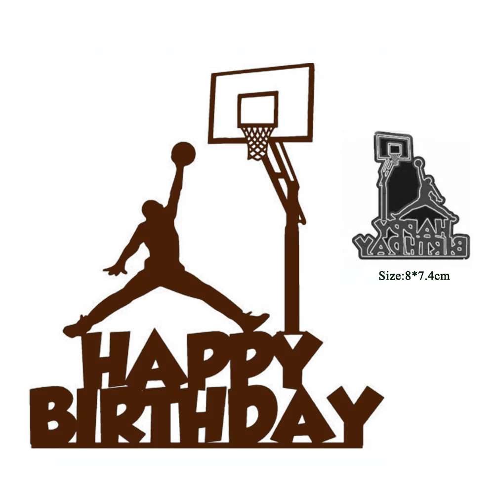 

Metal Punching Knives 2023 Basketball Happy Birthday Word Dies Card Making Slimline Die Cut Mold Template for Paper Craft
